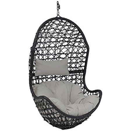 Sunnydaze Cordelia Hanging Egg Chair Swing with Steel Stand Set - Resin Wicker Porch Swing - Large B | Amazon (US)