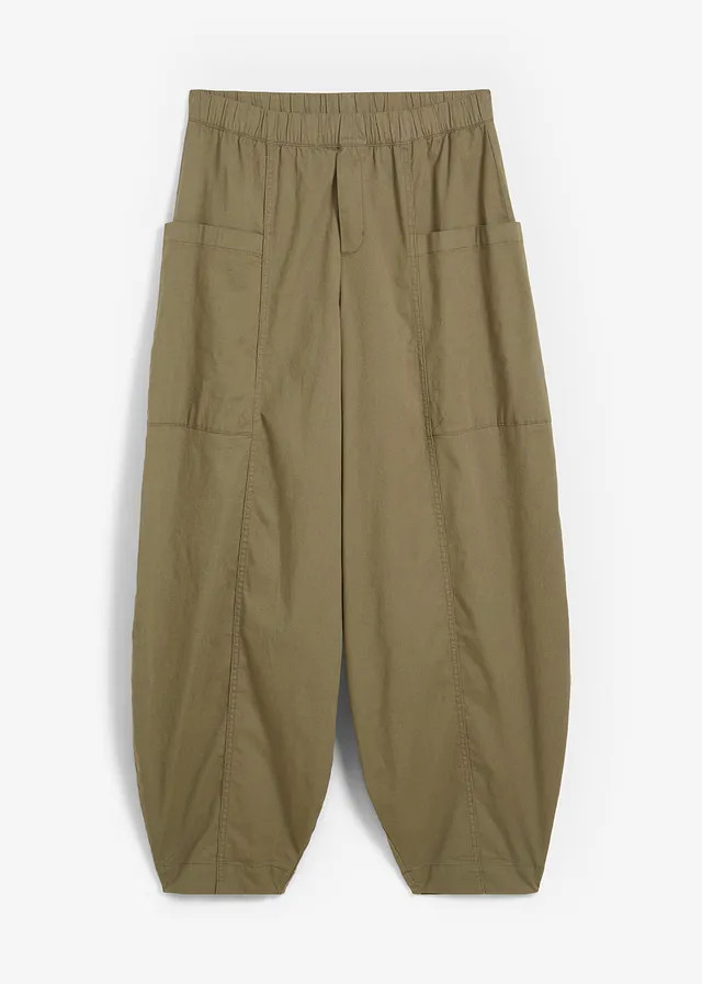 Lichte twill broek in een elastische katoenmix olijfgroen | Bonprix NL (Influencer)