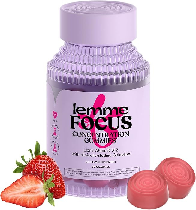 Lemme Focus Concentration & Brain Health Gummies with Cognizin Citicoline, Lion's Mane Mushroom, ... | Amazon (US)