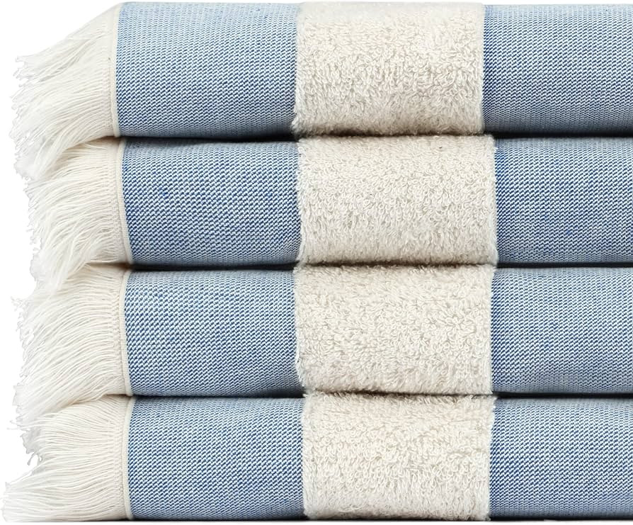 Lightweight Turkish Beach Towel - 100% BCI Cotton, Unbleached Raw Fringe, Oeko-TEX Certified, Abs... | Amazon (US)