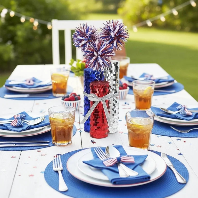Sequin and Tinsel Fireworks Tabletop Decoration, Red/White/Blue, 12.75", Patriotic by Way To Cele... | Walmart (US)