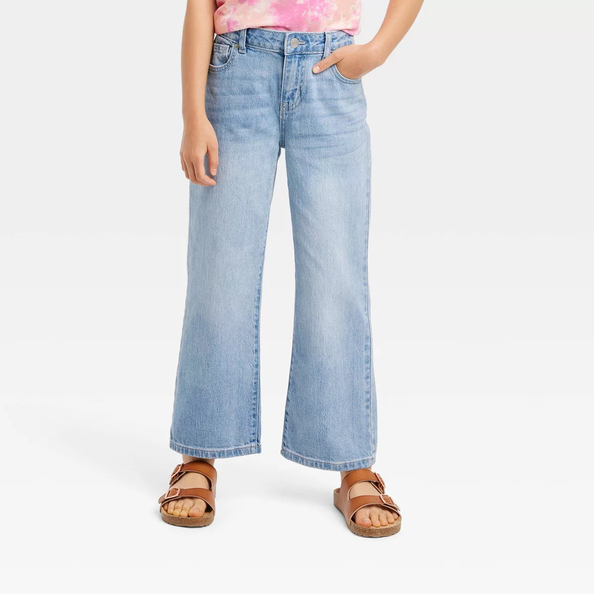 Girls' Mid-Rise Wide Leg Crop Jeans - Cat & Jack™ | Target