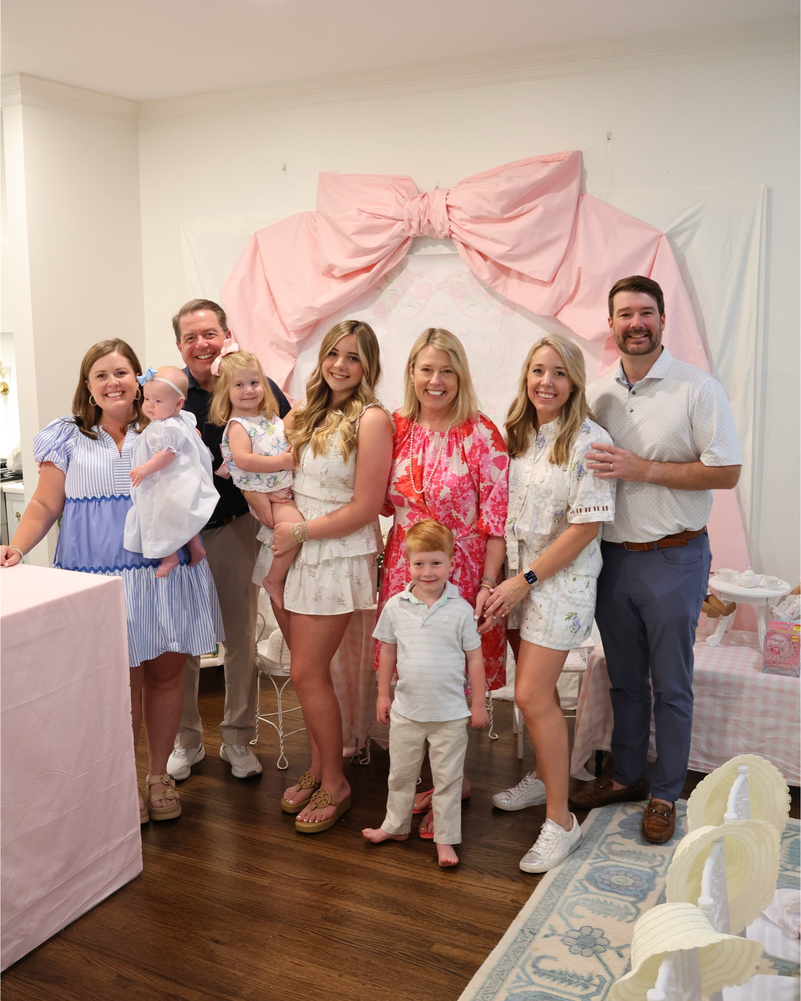 “Tea for Two”, a lovely little tea party birthday for Betsy! My outfit and the watercolor art are linked here, all other decor and supplies —see my blog! Similar pink wall bow is sourced here also! I made mine but I suggest just buying this one linked, way easier to do!

I love this Hill House shorts set! It’s the perfect dressy but relaxed look! Pair it with pearl sneakers and a bow, and you’re ready to go!  

#LTKStyleTip #LTKKids #LTKParties