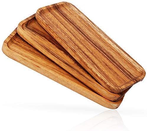 11.8 Inch Solid Wood Serving Platters and Trays Set of 3 Highly Durable Dishwasher Safe Rectangul... | Amazon (US)