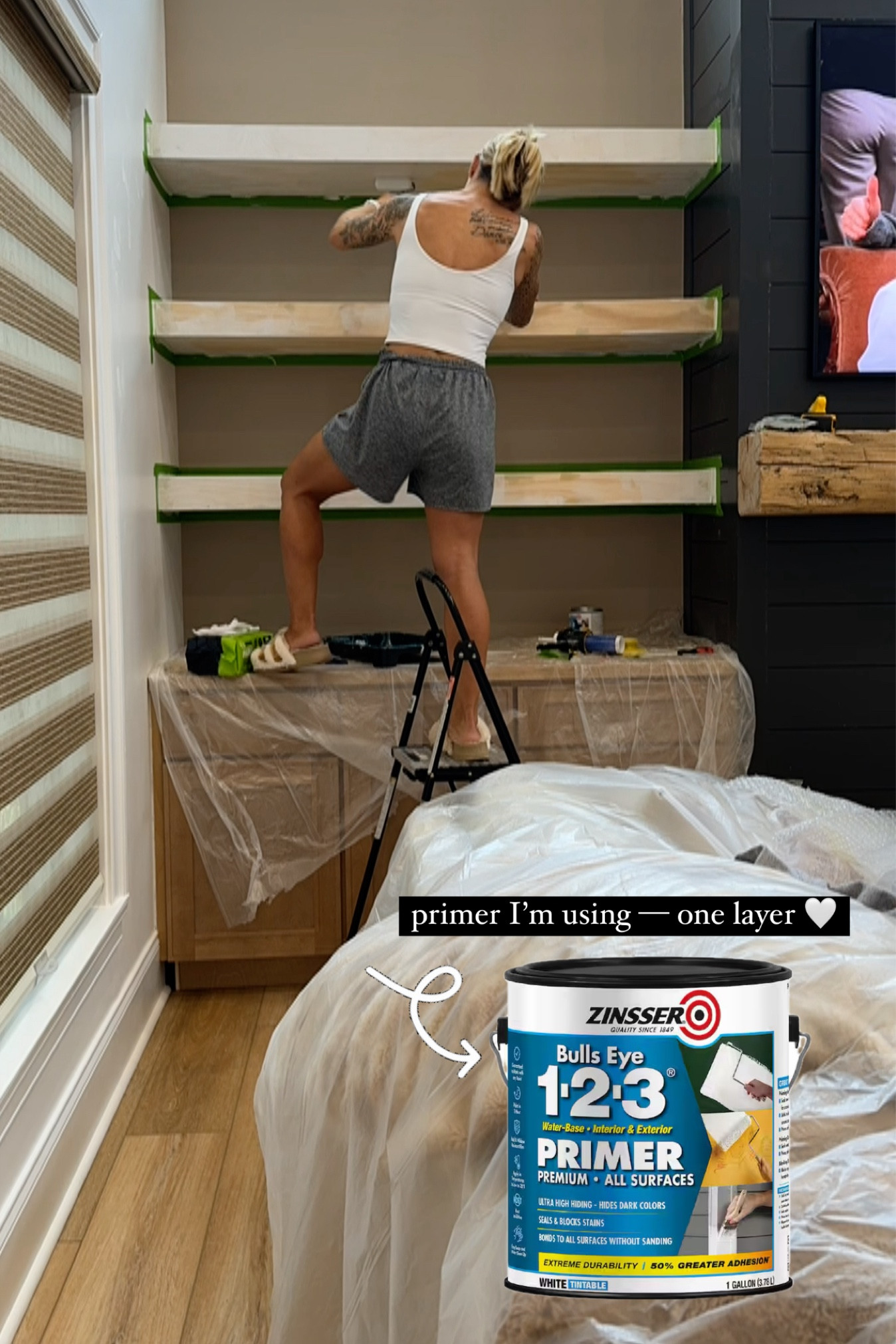 Primer I used for my shelves / built ins🤍 love it! Gives you a solid base to start with! Can be found tons of places! 🎨🧑‍🎨
1•2•3 Bulls Eye Primer🌻 

Home diy / paint / projects / Holley Gabrielle 

#LTKHome #LTKFindsUnder50