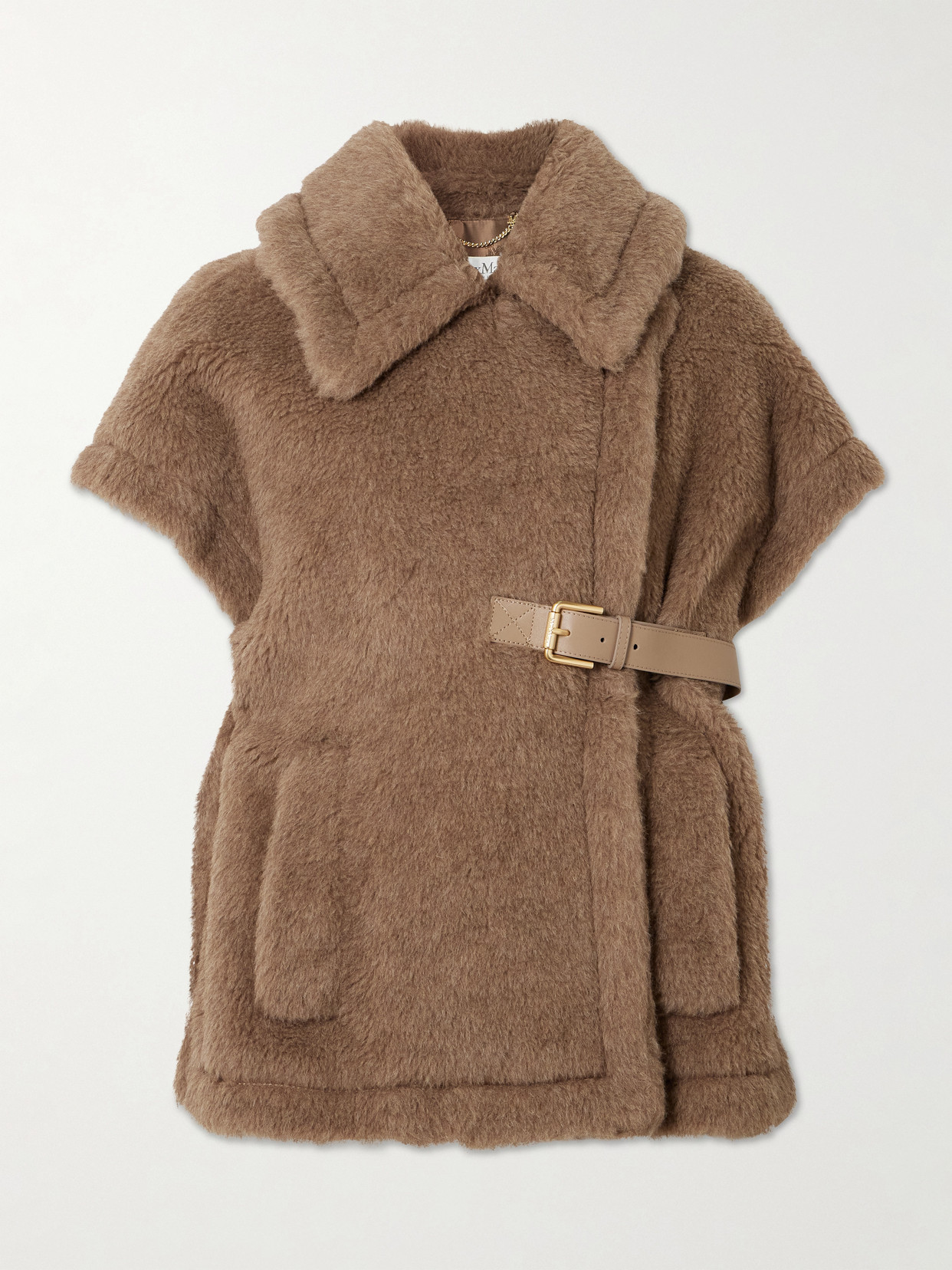 Max Mara - Double-breasted Leather-trimmed Alpaca-blend Jacket - Brown | NET-A-PORTER (US)