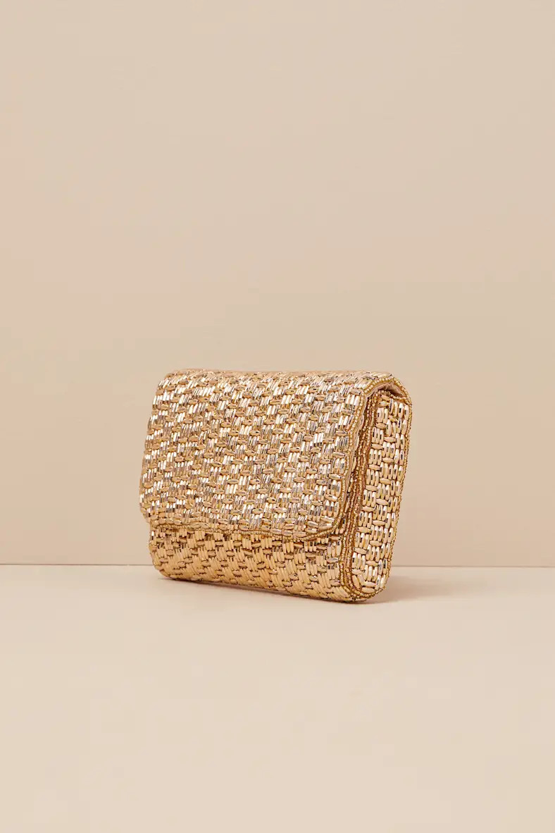 Stunning Glow Gold Beaded Rectangular Mini Clutch | Lulus