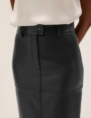 Faux Leather Midi A-Line Skirt | M&S Collection | M&S | Marks & Spencer (UK)