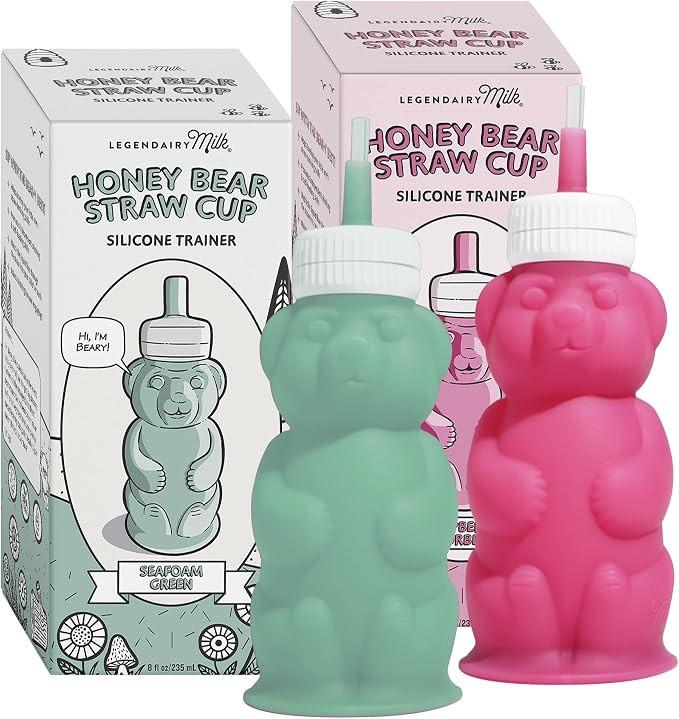 Legendairy Milk Honey Bear Straw Cup Silicone for Babies (Green/Raspberry), 8 oz. Dishwasher Safe... | Amazon (US)