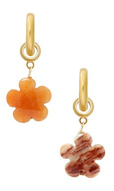 Brinker + Eliza Bloom Hoops in Red Aventurine & Crazy Agate from Revolve.com | Revolve Clothing (Global)