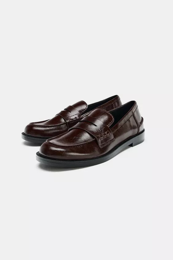 PATENT EFFECT PENNY LOAFERS | Zara UK