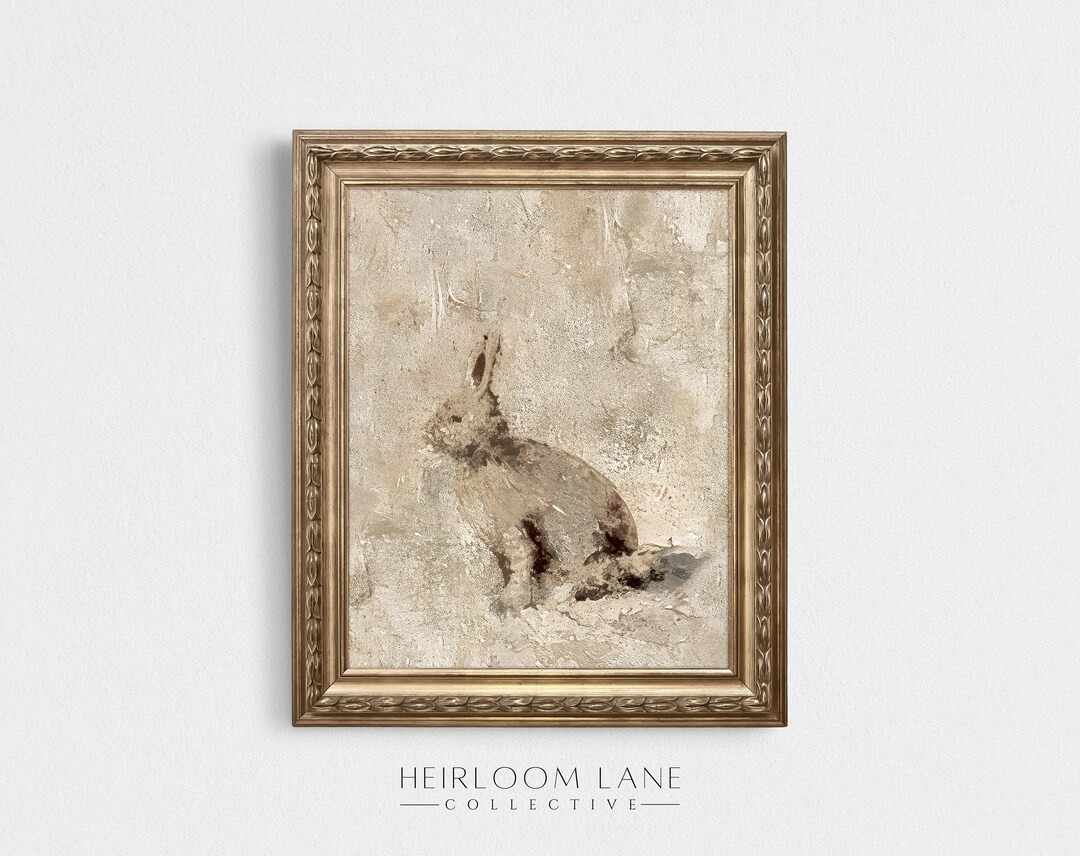 Vintage Bunny Painting Portrait | Printable Digital Download | Easter Print | Spring Artwork | Ra... | Etsy (US)