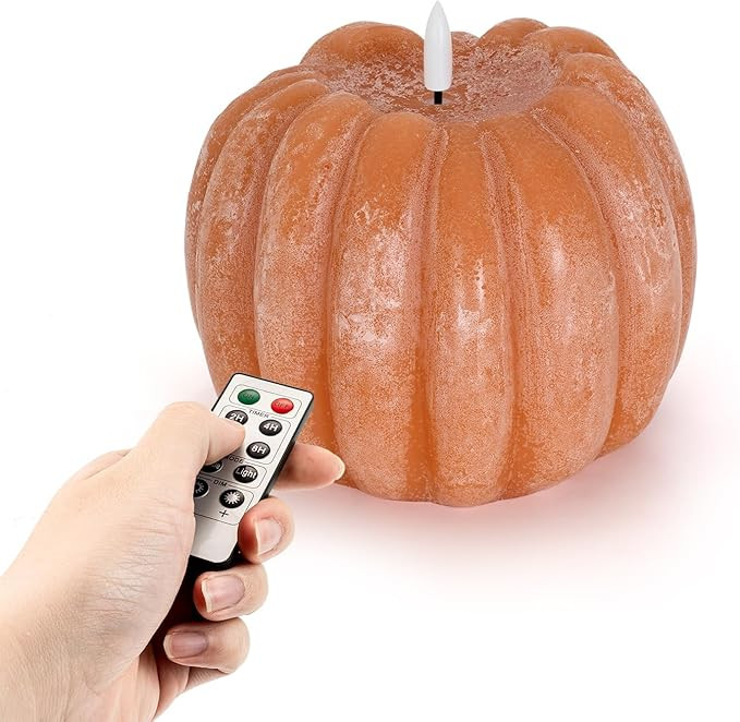 Homemory Flickering Flameless Wax Pumpkin LED Candle with Remote, Timer, Dimmer, Battery Operated... | Amazon (US)