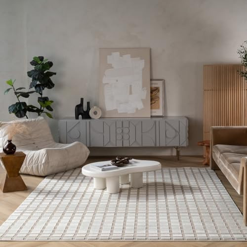 Rug Branch Maise 5'x7' (Exact Size: 5'3" x 7'1") Checkered Indoor Area Rug, Beige Cream, Modern - Living Room, Bedroom, Dining Room, and Kitchen | Amazon (CA)