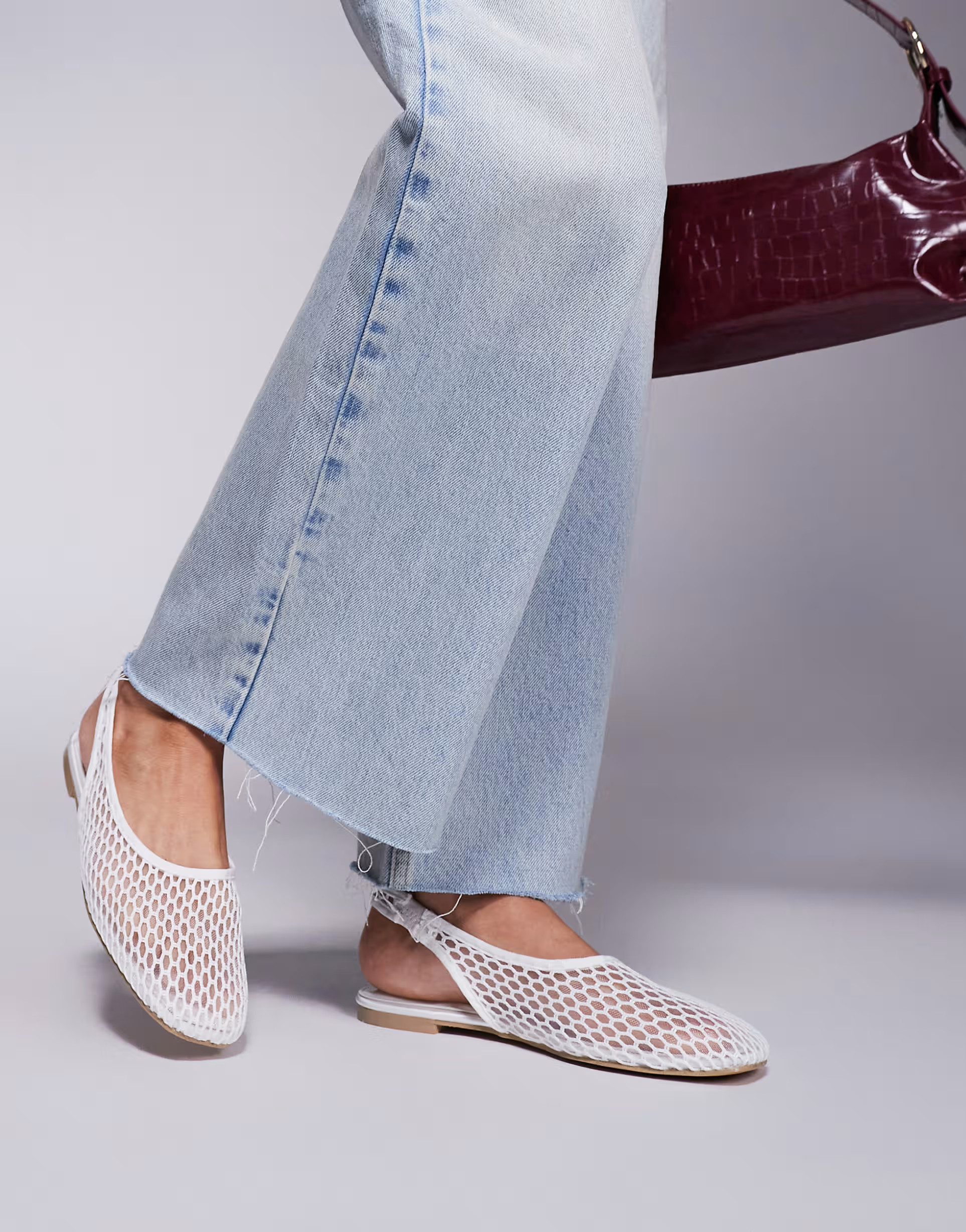 Public Desire Wide Fit  Lost Angel high vamp sling back ballet flats in white mesh | ASOS | ASOS (Global)
