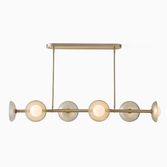 Bezel Linear 6 Light Chandelier, 51.5"", Champagne Perforated Metal | West Elm (US)