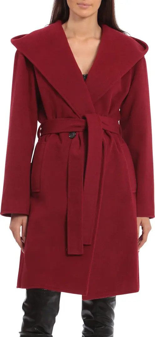 Avec Les Filles Belted Hooded Twill Wrap Coat | Nordstrom | Nordstrom