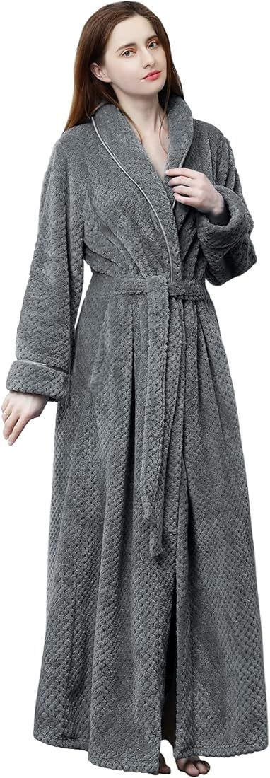 Hellomamma Womens Long Robe Soft Fleece Fluffy Plush Bathrobe Ladies Winter Warm Sleepwear Pajama... | Amazon (CA)
