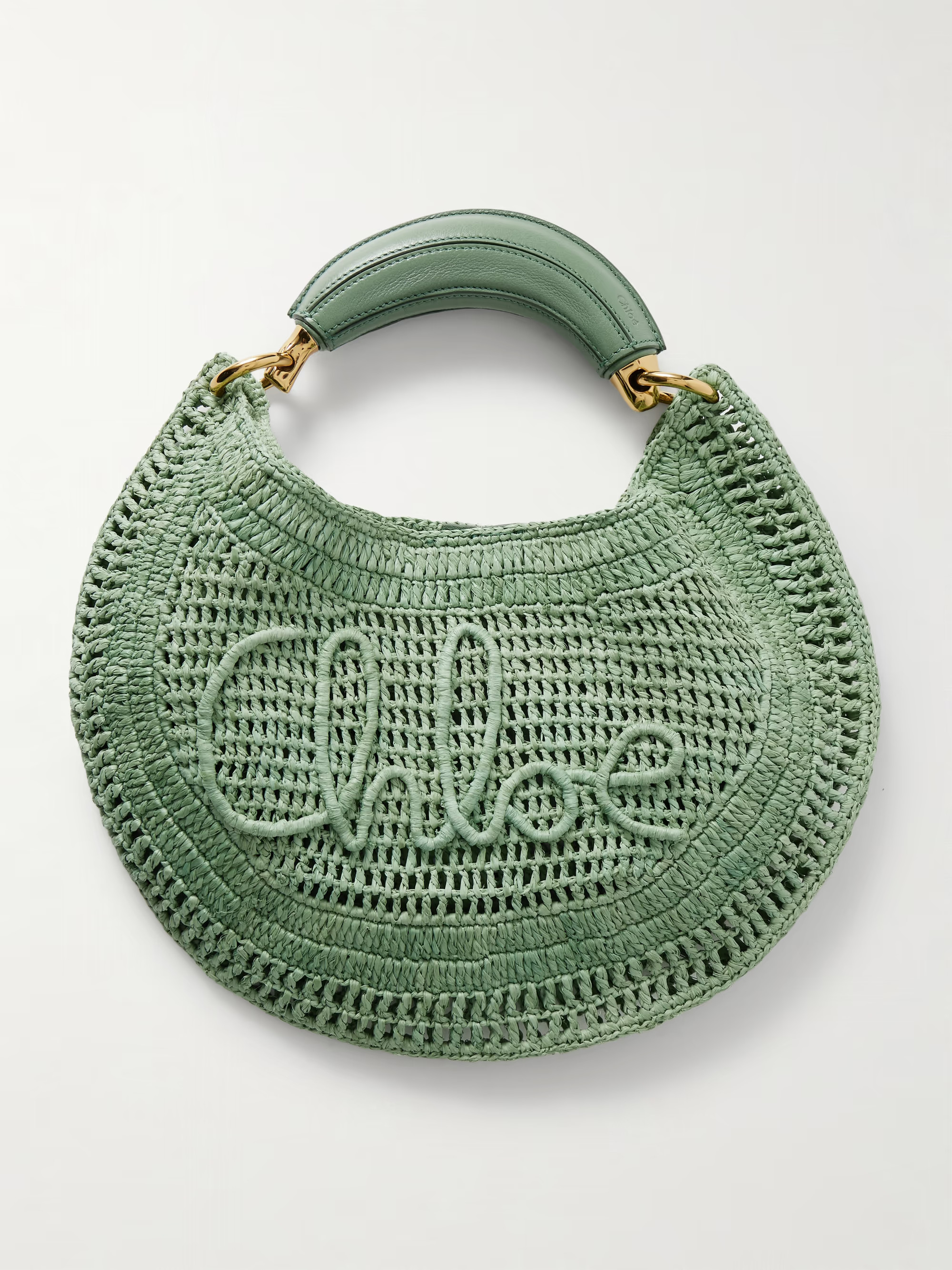 CHLOÉSummer Banana leather-trimmed embroidered raffia tote | NET-A-PORTER (UK & EU)