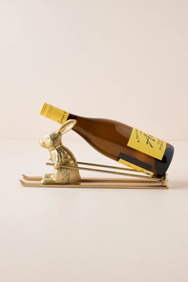 Skiing Hare Wine Holder | Anthropologie (US)