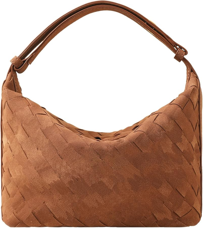 Suede Leather Handbag for Women, Leather Woven Bag, Small Clutch Bag Suede Handbag, Underarm Purs... | Amazon (US)