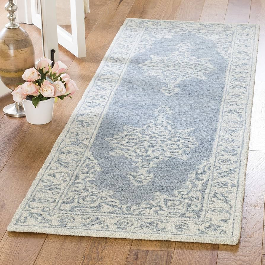 SAFAVIEH Micro-Loop Collection Runner Rug - 2'3" x 7', Blue & Light Blue, Handmade Wool, Ideal fo... | Amazon (US)
