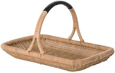 Kouboo Vegetable and Flower Wicker Leather Wrapped Arch Handle, Natural Color Decorative Storage Bas | Amazon (US)