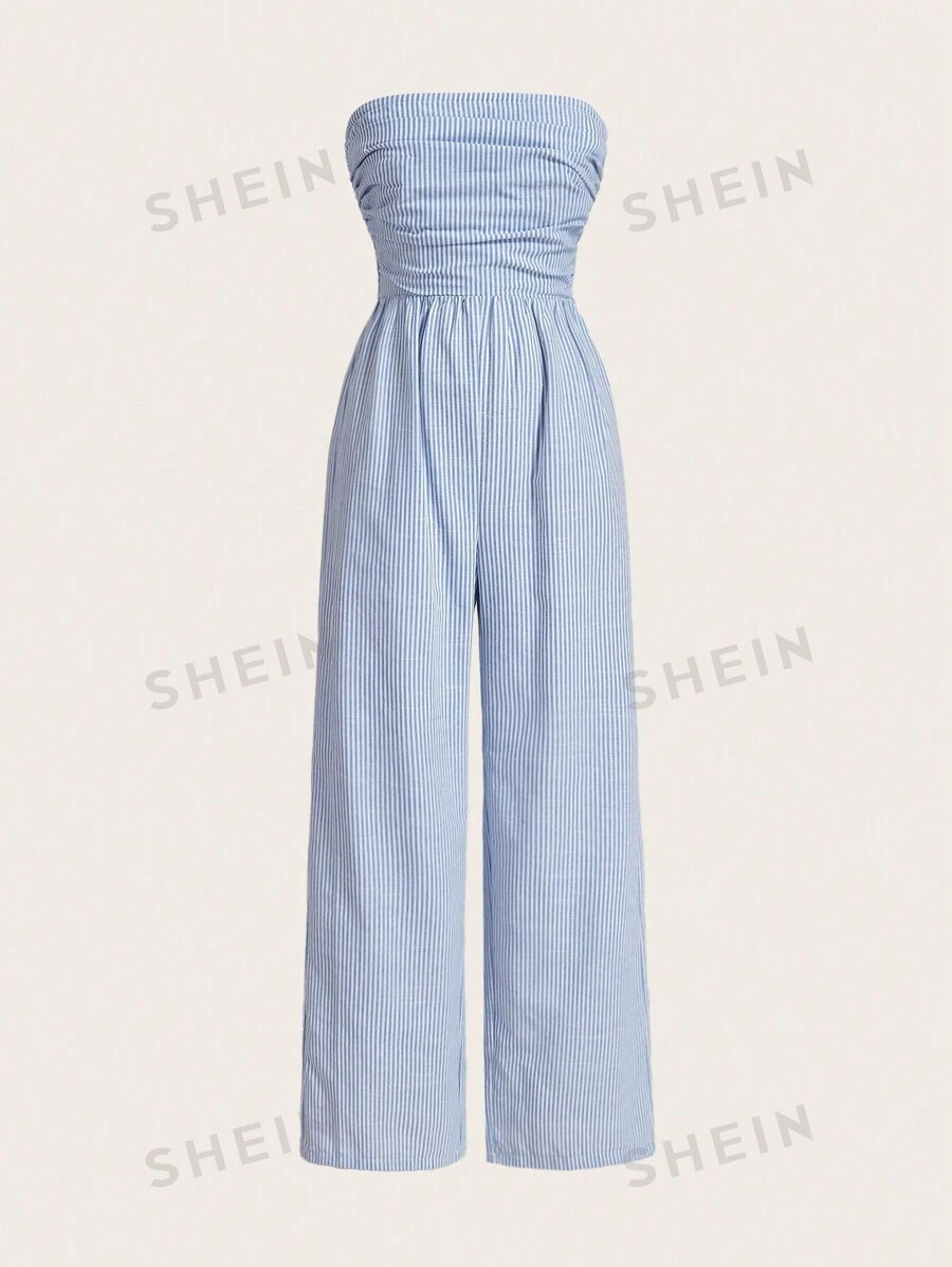 SHEIN EZwear Women's Striped Strapless Jumpsuit | SHEIN
