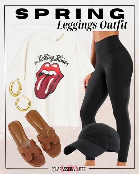 Embrace spring vibes with this effortlessly chic ensemble! Pair a statement graphic tee with sleek leggings for casual comfort. Top it off with a stylish cap, hoop earrings for a touch of glam, and complete the look with comfy flat sandals. Ready to conquer the day in style!

#LTKSeasonal #LTKstyletip