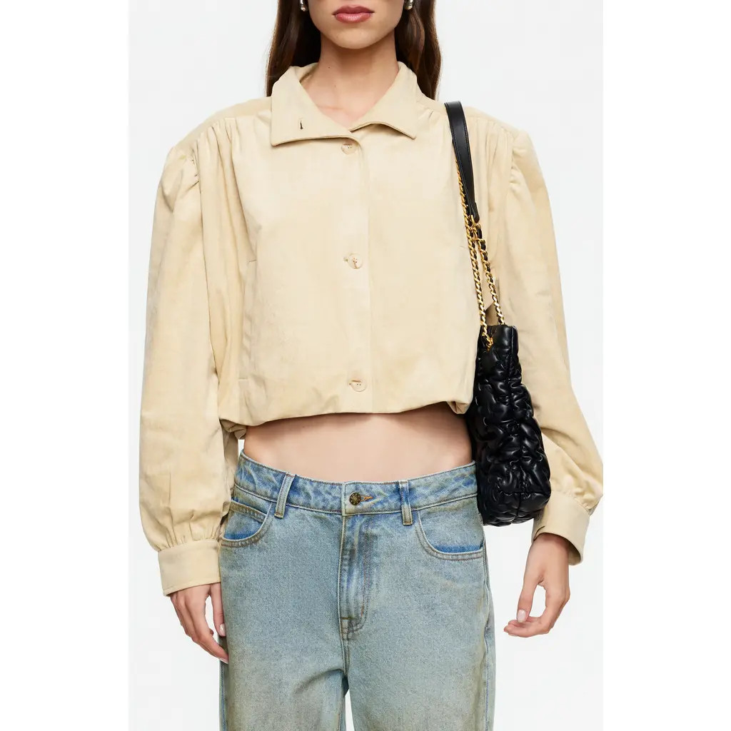 LIONESS Luminous Faux Suede Jacket in Beige at Nordstrom, Size Medium | Nordstrom