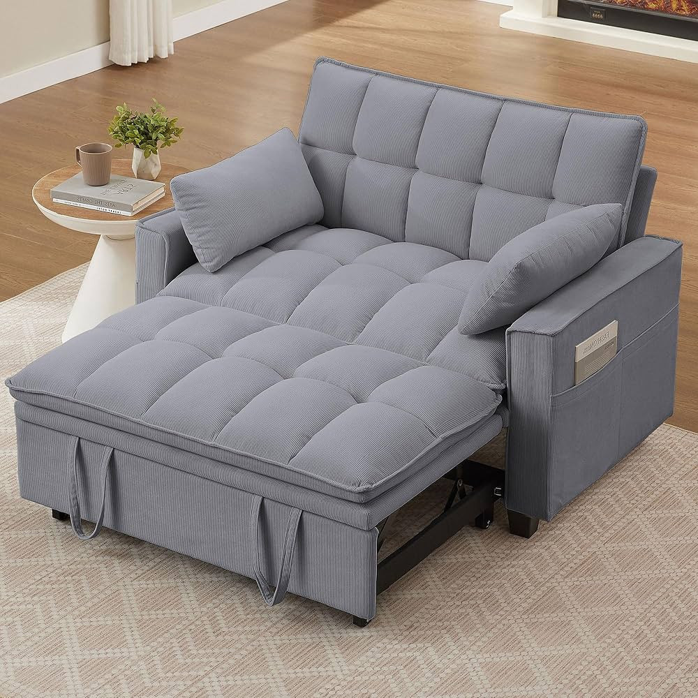 Sleeper Sofa with Pull Out Couch Bed, 48" Convertible Pull-Out Sofa Bed, 3-in-1 Futon Couch with ... | Amazon (US)