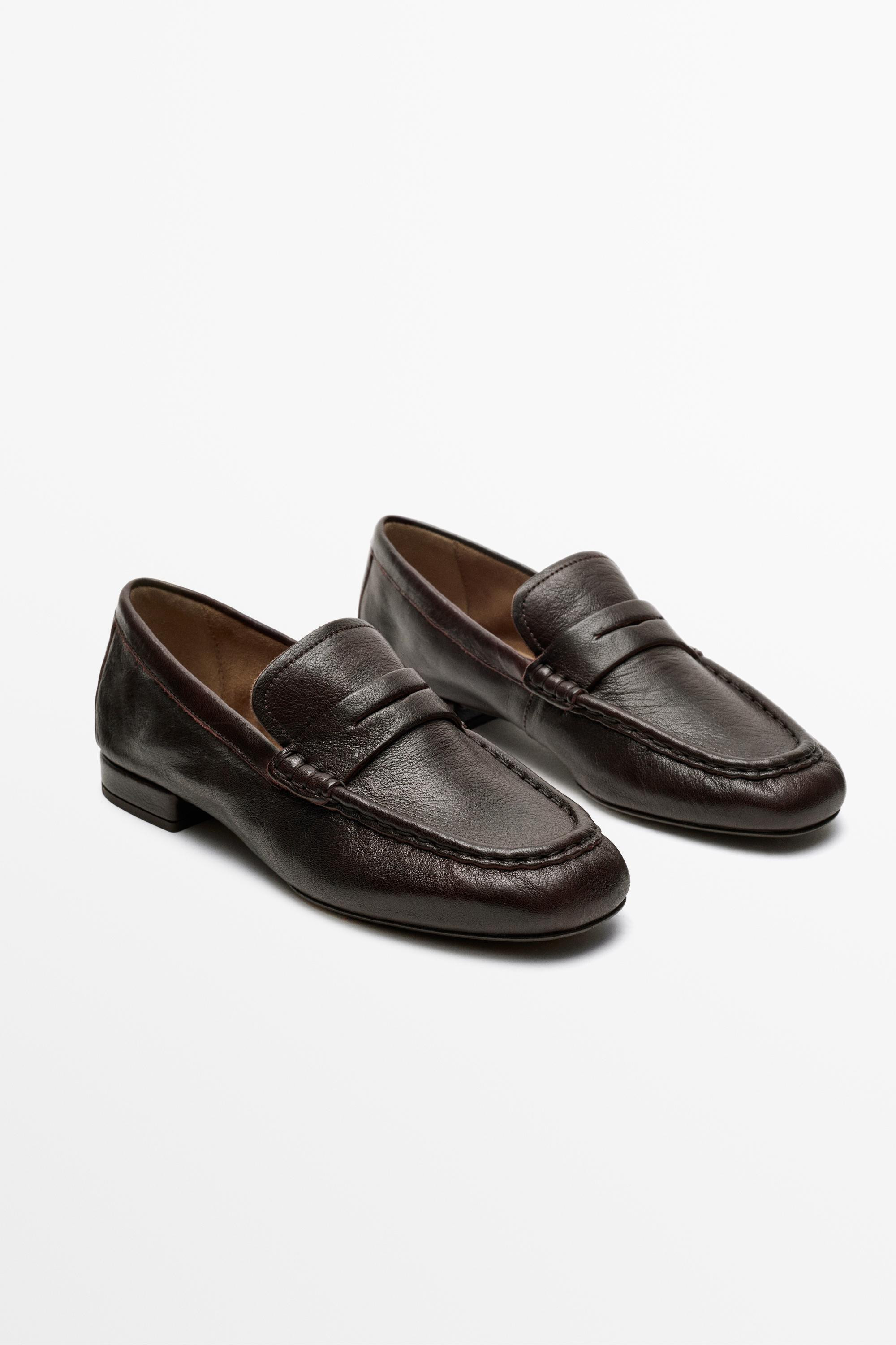Soft leather penny loafer | Massimo Dutti UK