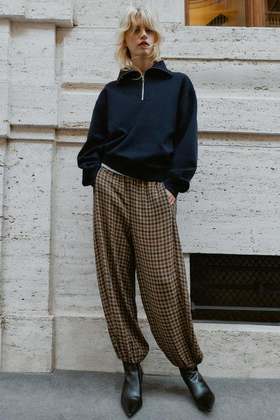 Zara - Plaid Parachute Pants - Multicolored - S - Woman | Zara US