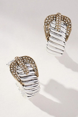 Pavé Ribbed Buckle Earrings | Anthropologie (US)