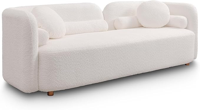 White Rectangular Sofas Cloud Couches Curved Back Sofa Modern Minimalist Living Room Sofa Couch 3... | Amazon (US)
