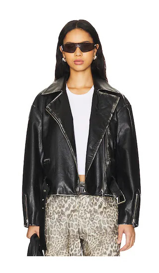 Lana Faux Leather Jacket in Black | Revolve Clothing (Global)
