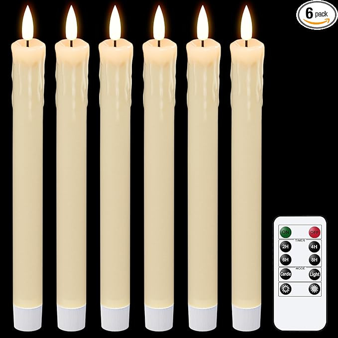 GenSwin Drip Wax Flameless Taper Candles Flickering with 10-Key Remote, Battery Operated Led Warm... | Amazon (US)