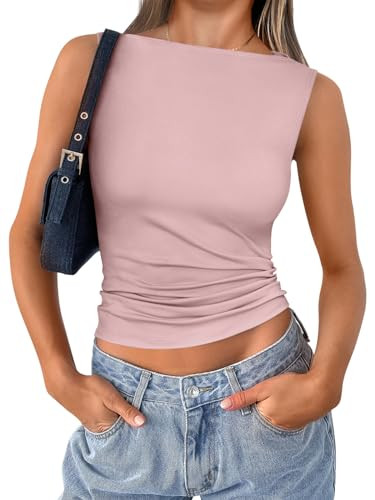 Trendy Queen Women Going Out Casual Tank Tops Spring Summer Basic Cute 2024 Sleeveless Shirt Y2K ... | Amazon (US)