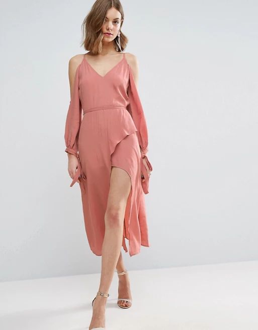 ASOS Cold Shoulder Long Sleeve Midi Dress | ASOS US