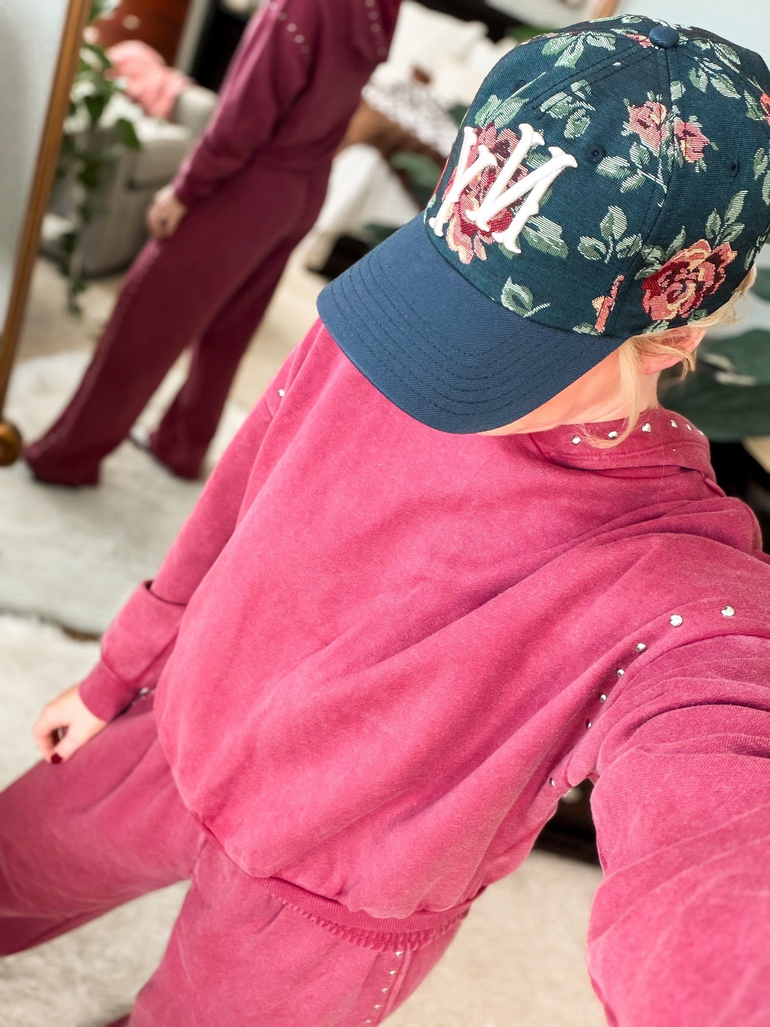 Mineral washed embellished hoodie + pants from Walmart 
Also come in graphite 
Runs big IMO
Hat comes in two prints

#LTKootd #LTKOver40 #LTKTravel