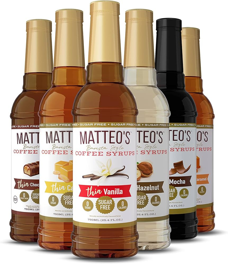 Matteo's Barista Style Sugar-Free Coffee Syrup, 6 Flavour Variety Pack, Zero Calories and Sugar, ... | Amazon (CA)