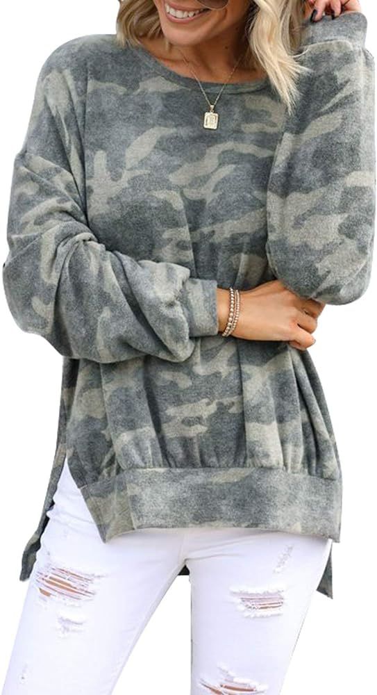 Malaven Women's Casual Long Sleeve Zip Sweatshirts Pullover Tops | Amazon (US)