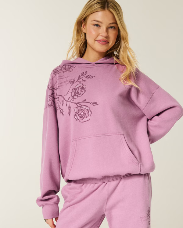 Oversized Sparkle Logo Graphic Hoodie | Hollister (US)