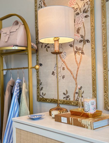 Dressing room decor / DIY wallpaper panels and gold clothing rack, lamp is from Caitlin Wilson (not available to link here) 

#LTKitbag #LTKhome