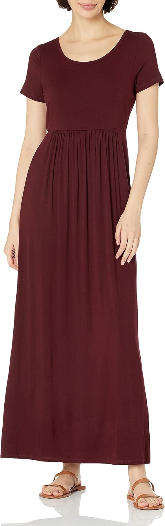 Daily Ritual Women's Jersey Short-Sleeve Scoop-Neck Empire-Waist Maxi Dress | Amazon (US)