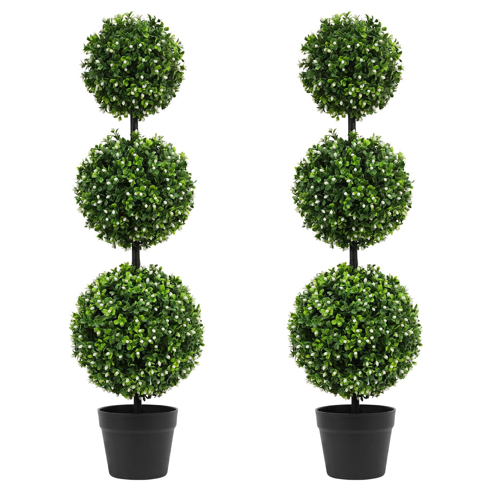 3FT Artificial Boxwood Topiary Tree in Pot,2 Pack Faux Topiary Trees for Front Door Porch Home Li... | Amazon (US)