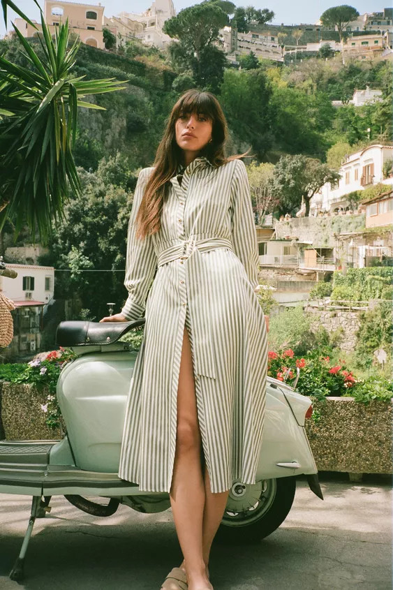 BELTED STRIPED MIDI DRESS | Zara US