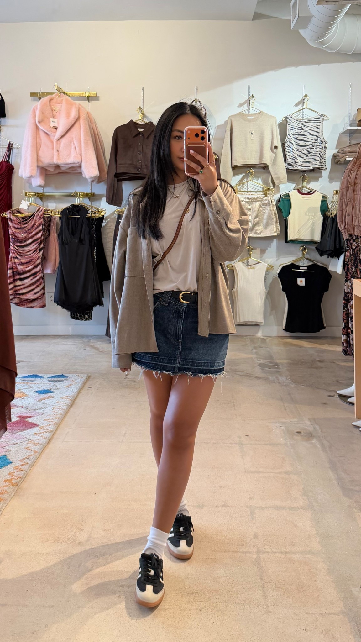 denim skirt and sneakers casual outfit - whole outfit from abercrombie

#LTKootd #LTKPetite #LTKSaleAlert