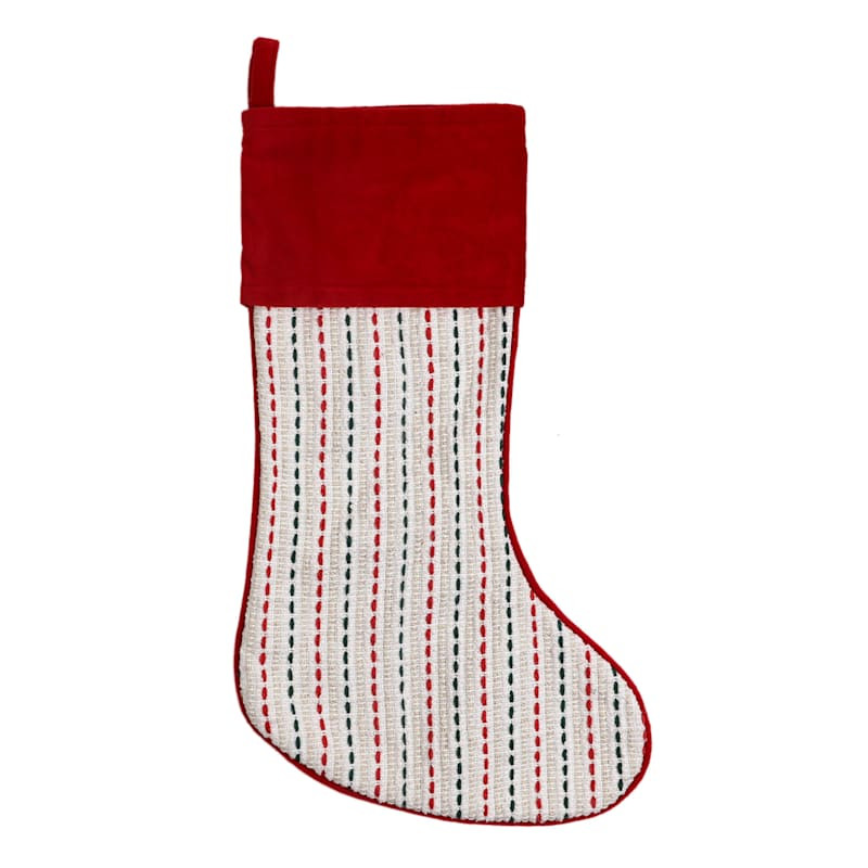 Red Woven Stocking, 20" | At Home