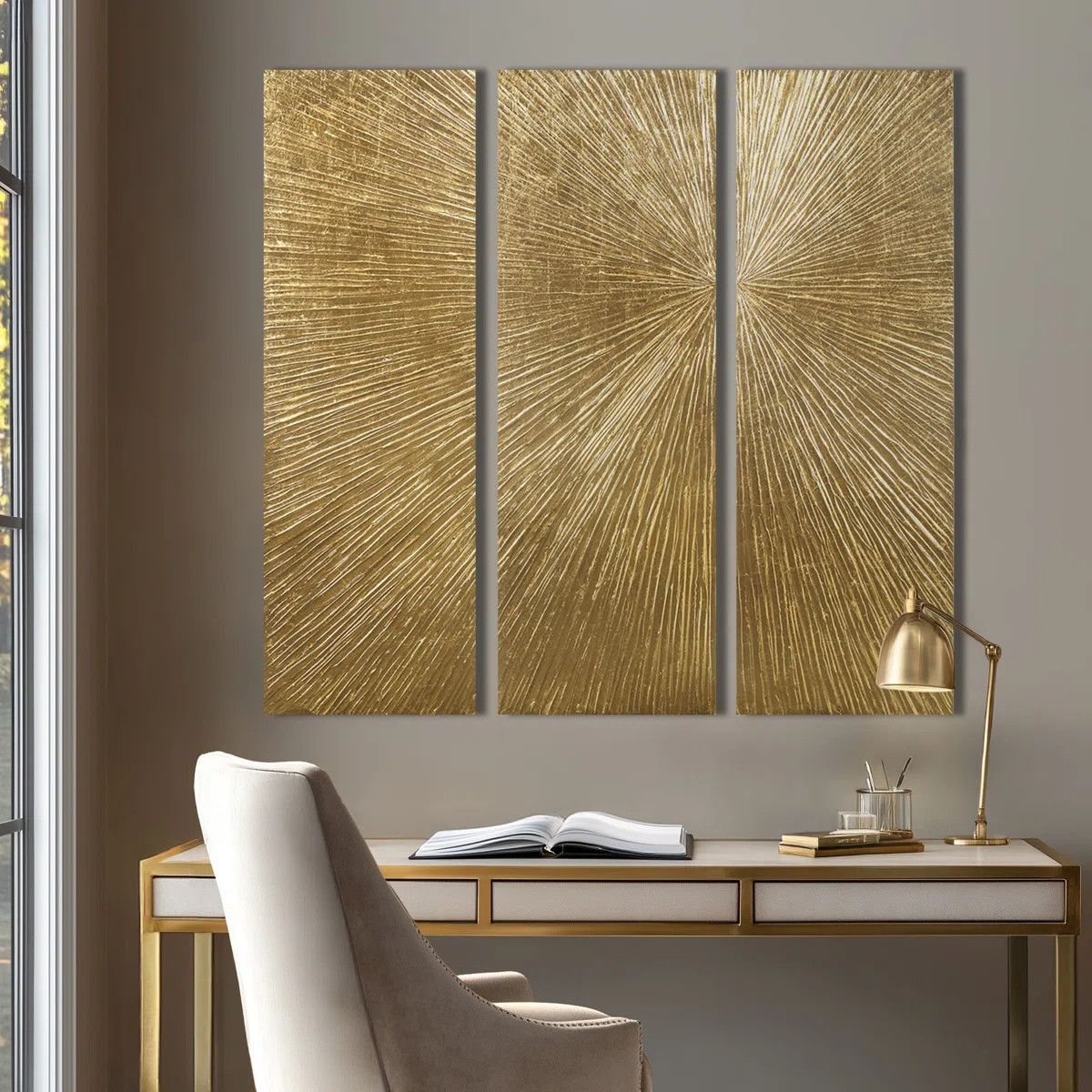 Sunburst 3-Piece Hand-Painted Resin Wall Art | Wayfair North America